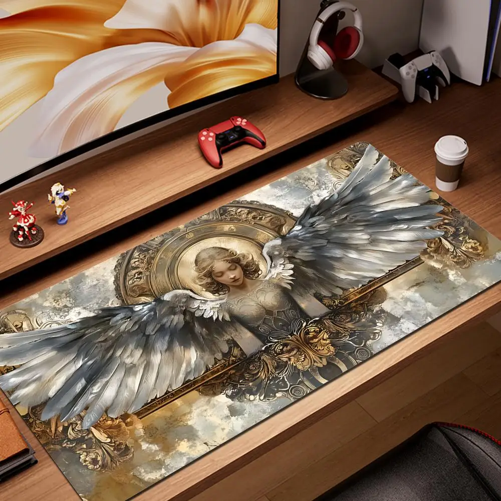 Gorgeous Angel Golden Wings Design Mouse Pad Card Game Mat Large Computer Office Anti-slip for Card Party Trading Mats HYBXAXC