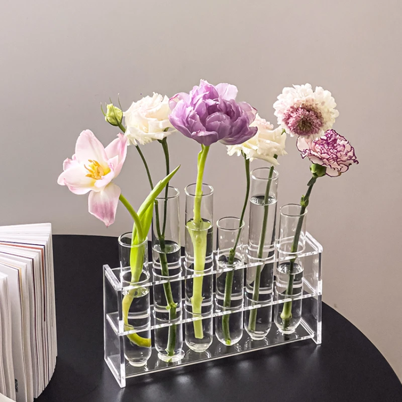 Transparent Test Tube Vase Small Glass Hydroponic Flower Pot Vase Decoration Flower