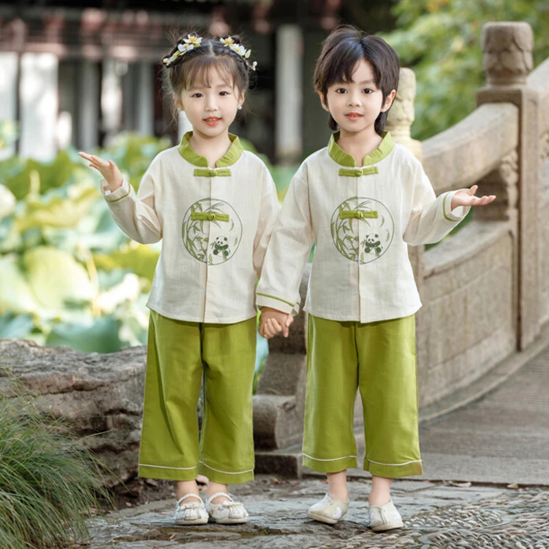 Hanfu kuno anak perempuan pakaian tradisional Cina anak laki-laki kostum siswa setelan panggung kinerja klasik elegan Tang Set