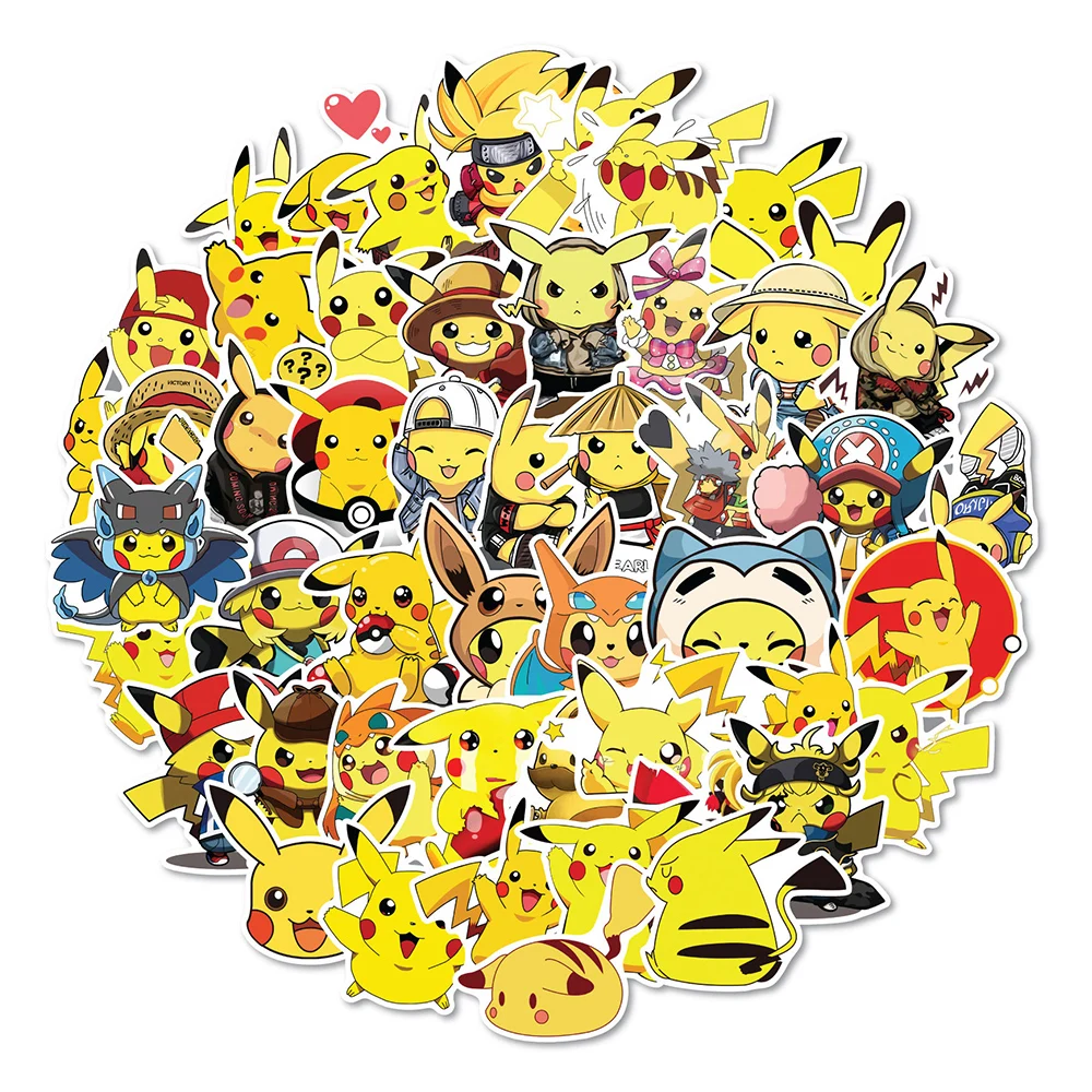 10/30/50pcs Pokemon Pikachu Stickers Cute Cartoon Kids Sticker Toy Phone Case Water Bottle Notebook Kawaii Graffiti Decals Decor