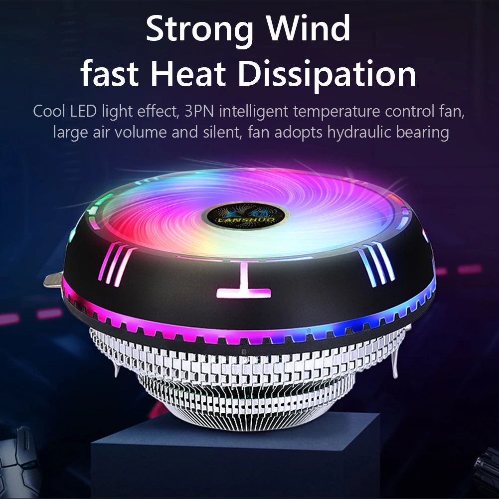 Rainbow RGB CPU Air Cooler with 90mm Silent Fan Aluminum Fins Low Profile CPU Cooler for AMD&Intel X79 X99 LGA 2011