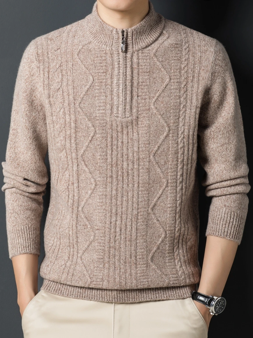 

Pullover Mens Jumpers Knit Cashmere thick Sweater Men Winter Stylish Men Clothing Solid Color Crew Neck Shirt