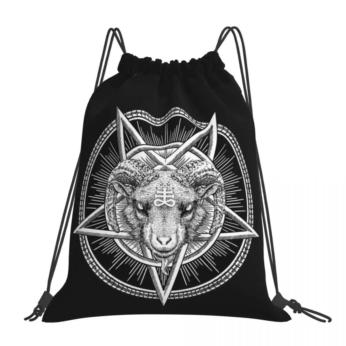 Baphomet Satanic Goat Backpacks Multi-function Portable Drawstring Bags Sundries Bag Book Bags For Man Woman School