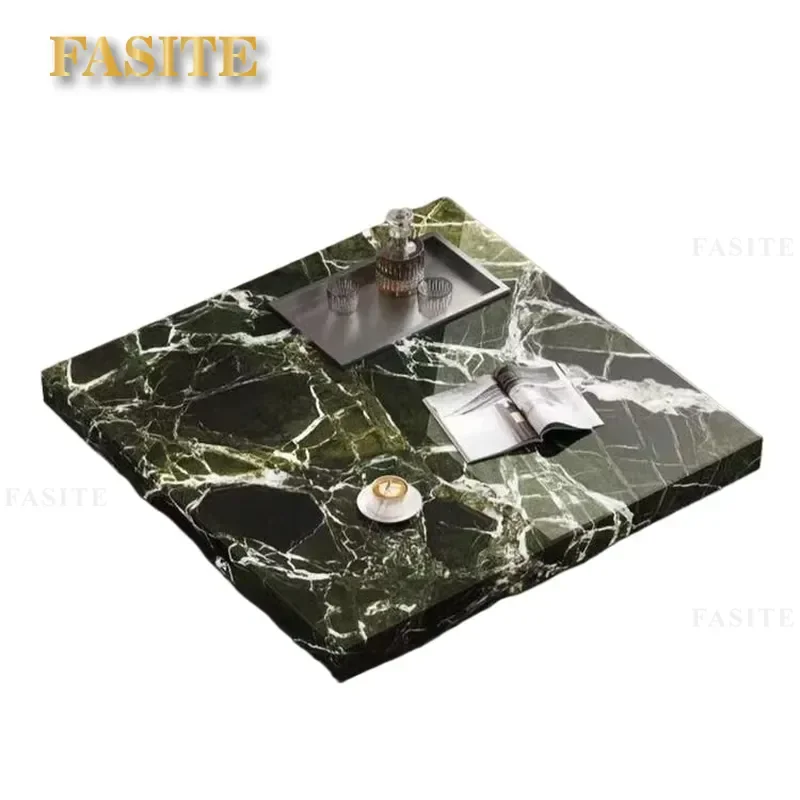 For Luxury Living Room Square Coffee Table Natural Marble Top Venice Brown Black Rose Pattern High End Stone Furniture Modern