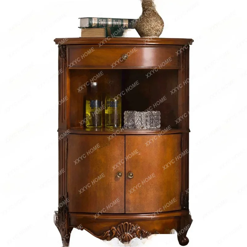 Edge Triangle Edge Corner Wine Cabinet  Solid Wood Drawer Living Room Shelf Corner Cabinet Bedroom