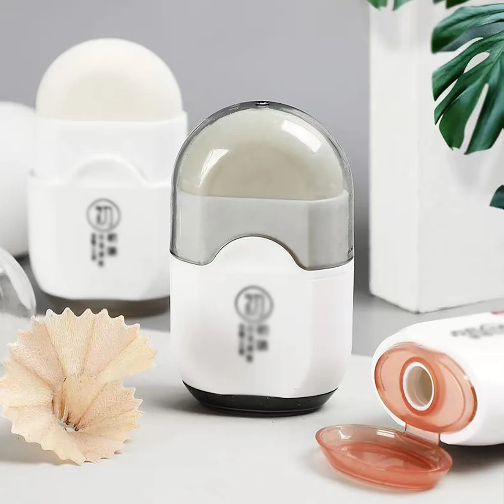 Multi functional eraser pencil sharpener, practical stationery for students, suitable for various pencils. Round appearance