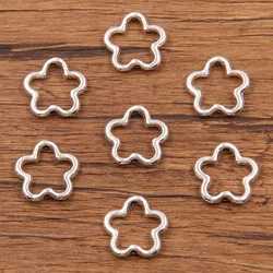20pcs Silver Color 15x15mm Cute Hollow Flower Charms Connector Pendant Fit DIY Handmade Metal Alloy Jewelry Making Supplies