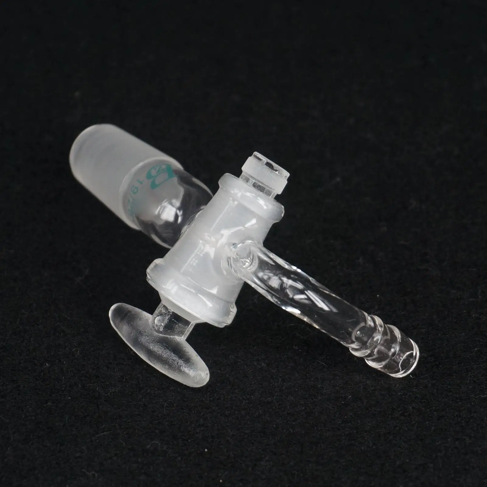 19/26 Joint Lab Glass 90 Degree Bend Adapter With Glass Stopcock Glassware