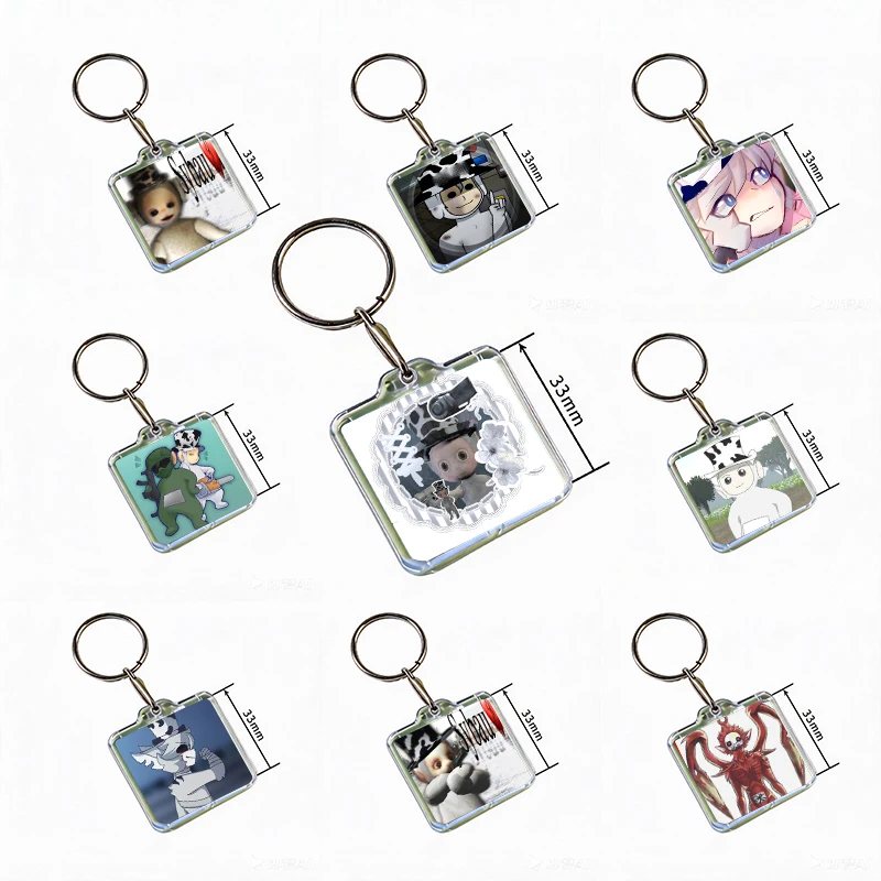 S-Slendytubbies 3 Guardian Acrylic Keychain Handmade Hanging for Clothes Backpack Decoration Accessories Gifts with Friends