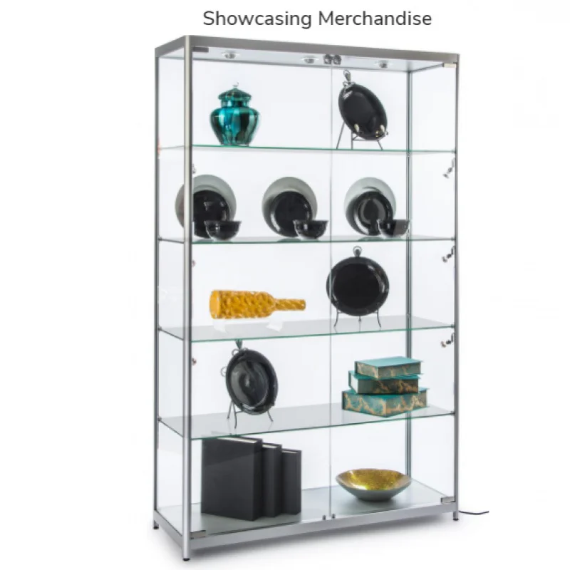 

Custom. high quality aluminum frame display showcase full display glass cabinet with LED light