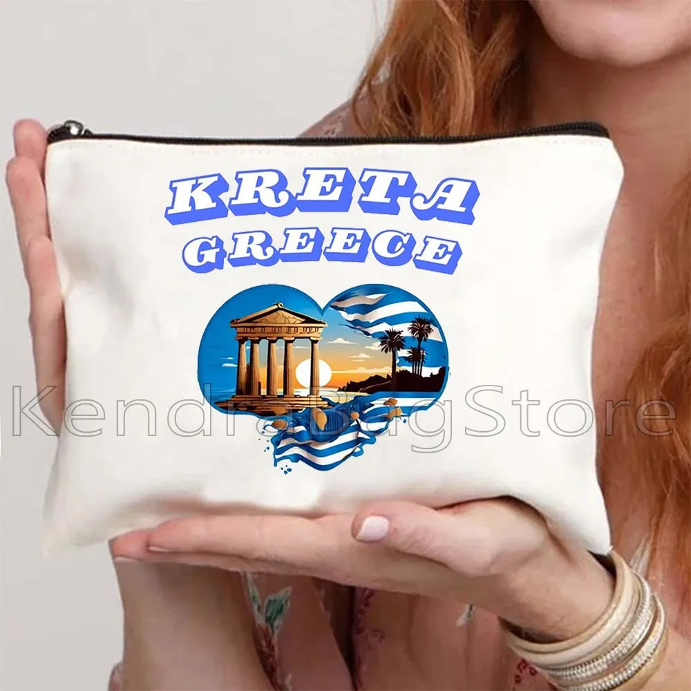 الجمالية ناكسوس كريت اليونان سانتوريني شاطئ الغروب لطيف قماش حقيبة مستحضرات التجميل ماكياج المرحاض حقيبة مقلمة الحقيبة المحمولة