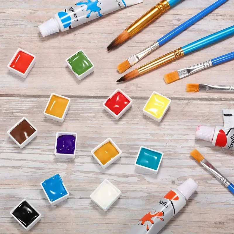 25/50/100pcs White Plastic Pans ,2ML/7.2ML Empty Watercolor Paint Palette for Artists - Durable Art Supplies view 5