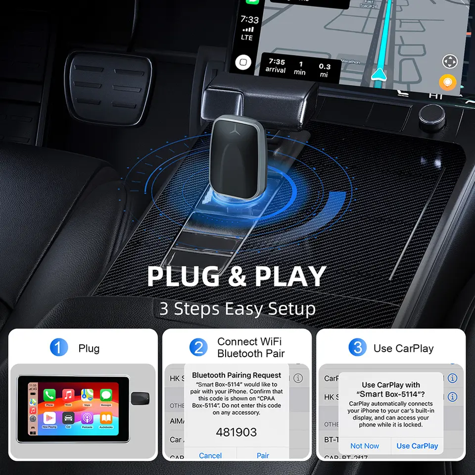 محول Android Auto لاسلكي جديد 2025، من سلكي إلى لاسلكي Carplay، صندوق ذكي USB، تشغيل فوري، ترقية عبر الإنترنت، اتصال WiFi تلقائي - 3