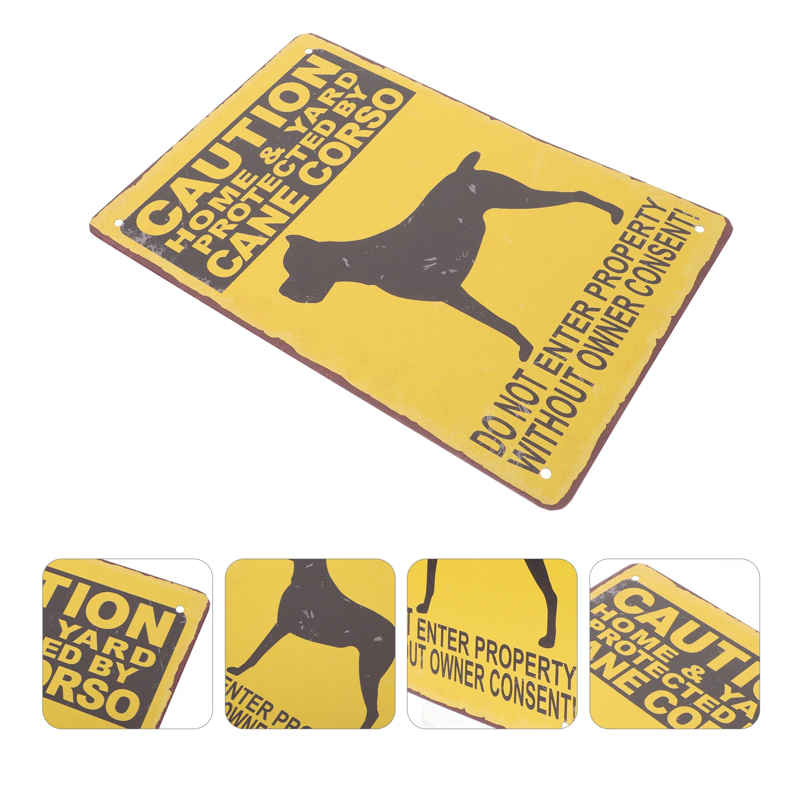 

2Pcs Dog Warning Signs Vintage Metal Sheet Painting Clear Wall Sign for Garden Lawn Yard Warning Signs Iron Painting