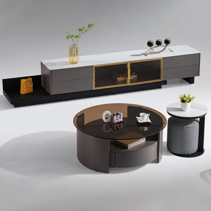 الشمال لوحة الصخور طاولات القهوة الحديثة الحد الأدنى غرفة المعيشة خشب متين مجموعة طاولة القهوة مصمم تخزين أثاث المنزل FYCT #2