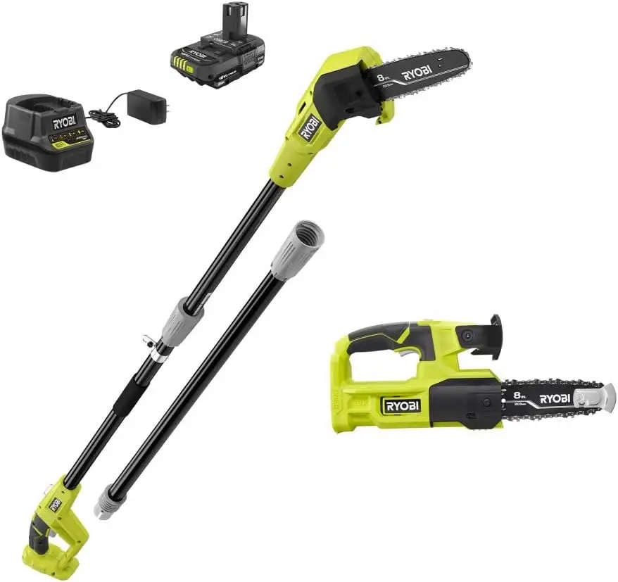 RYOBI 18V ONE + 8 ''полюсная пила и 8'' набор для обрезки, зеленый (P20310)