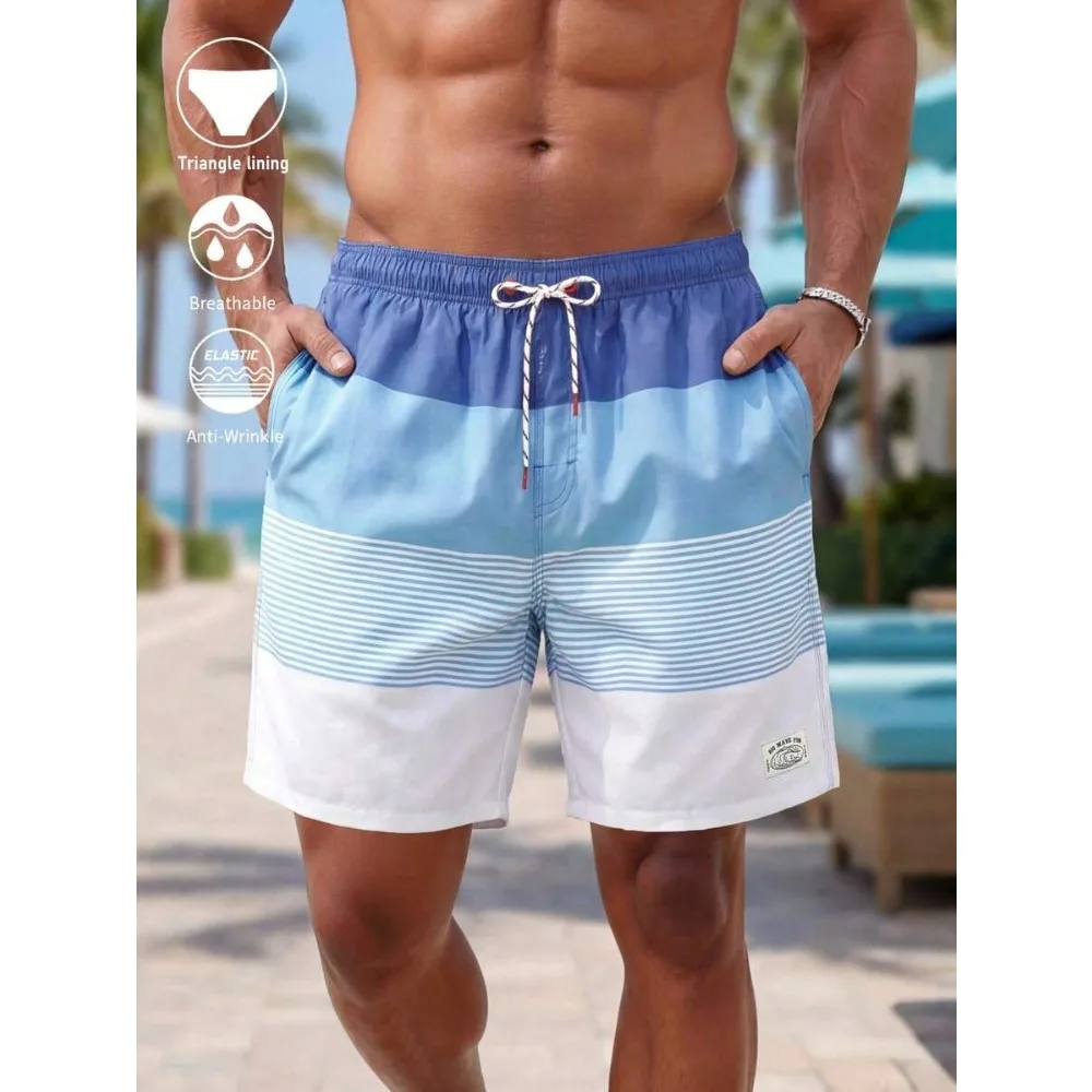 

Men'S Beach Vacation Print Drawstring Swim Shorts Beach Wear Men Beach ShortsMen'S, Boys', Men'S Plus Size, Full Size Beach Pants