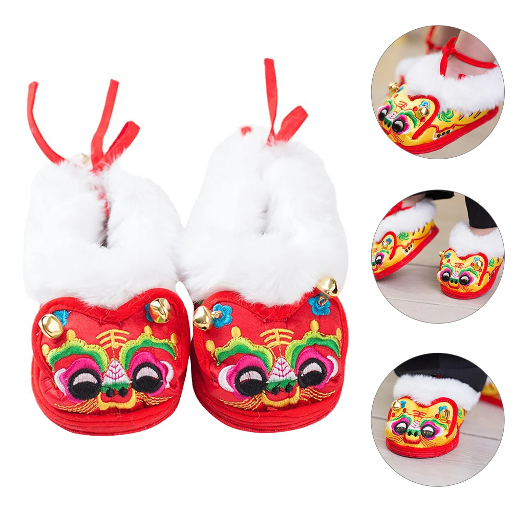 

1Pair Toddler Tiger Head Coral Fleece Walking Shoes Winter Warm Non Slip Baby Footwear Indoor Outdoor Indoor Toddler Shoes