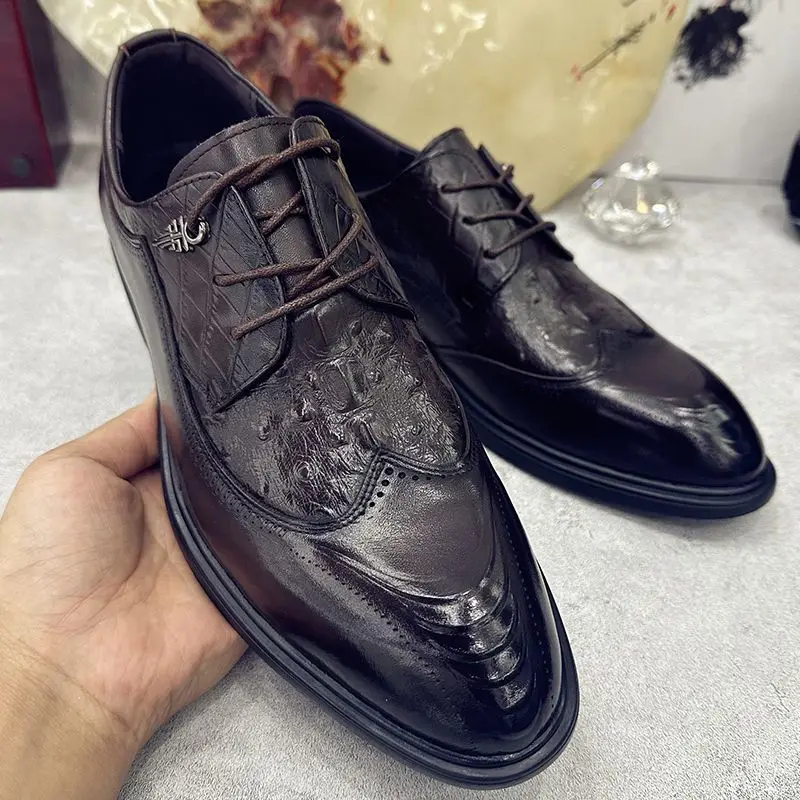 

2025 Men's Insole First Layer Cowhide Inner Pigskin Breathable Business Brogue Formal Leather Shoes British Style Shoes