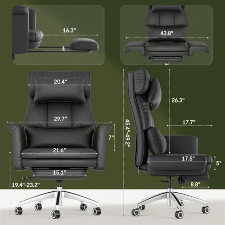 Oversized Office Chair with Convertible Seat Width for Ergonomic Support and Comfort, Black, OS6 Model