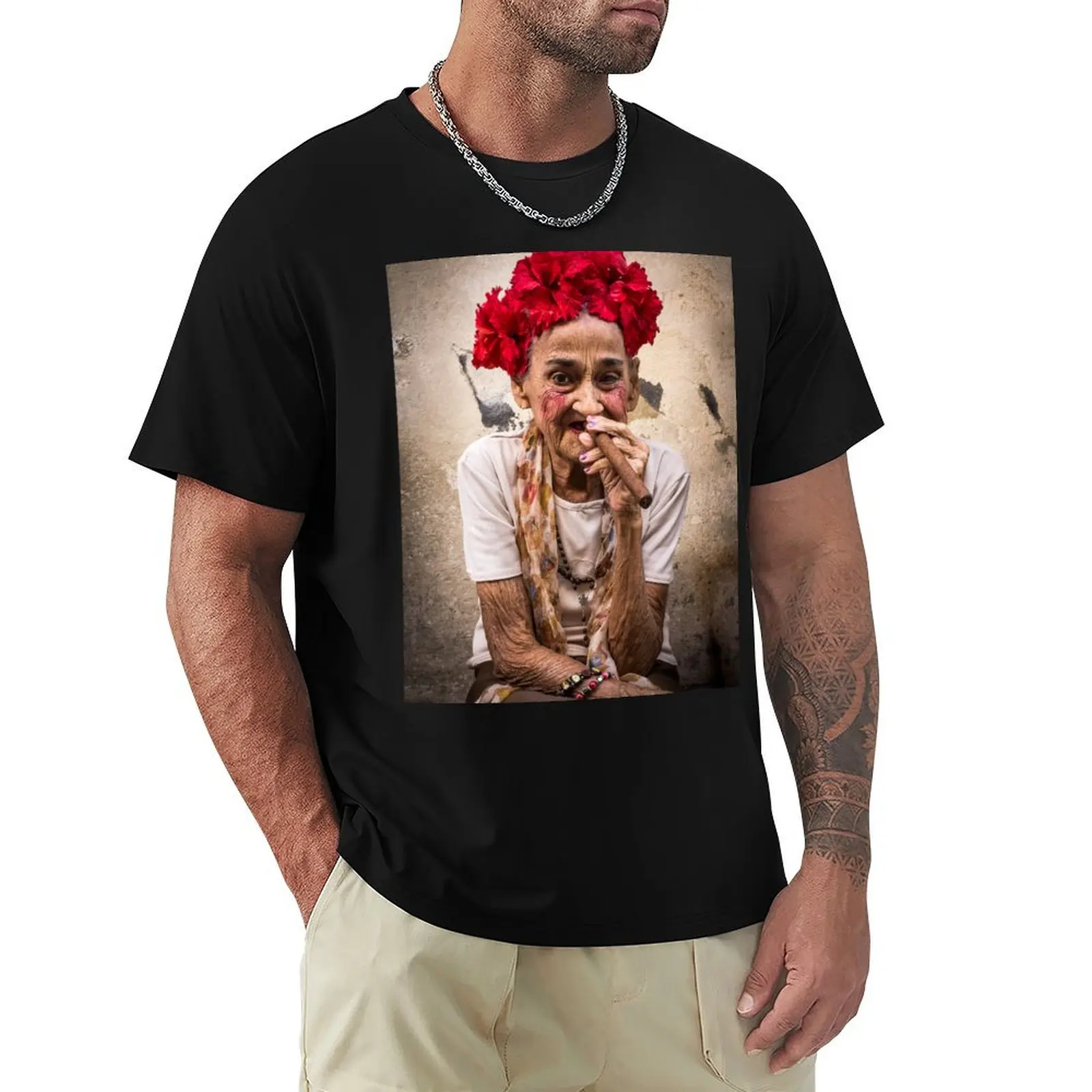 

Old cigar woman T-Shirt hippie clothes graphic t shirts Aesthetic clothing sublime anime shirts men
