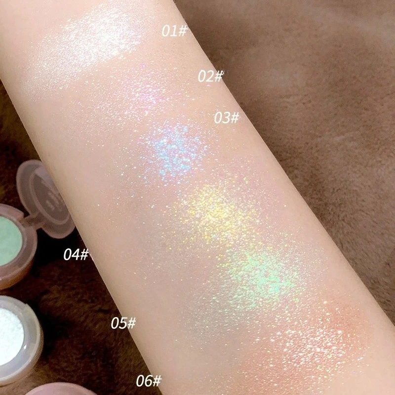 Monochromer Glitzer-Lidschatten, Perlglanz-Highlighter, Puder, Diamant-Lidschatten-Palette, strahlendes, schimmerndes Augen-Make-up