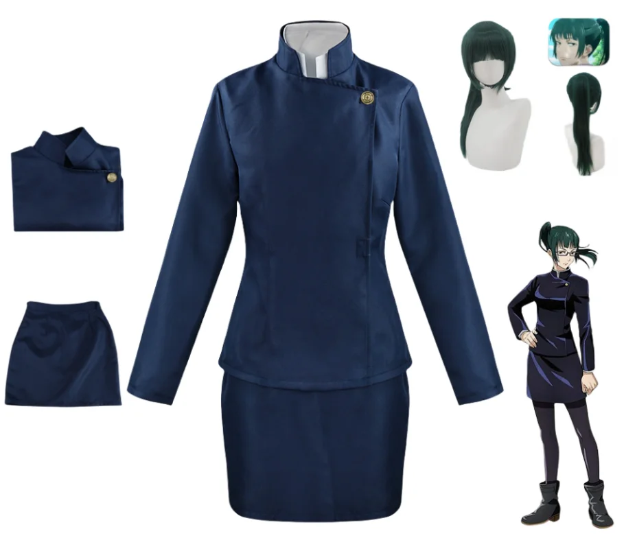 Anime Jujutsu Kaisen Maki Zenin Cosplay Costume Wig Top Skirt Zen in Maki Halloween Christmas Party Uniform for Women Men 2025