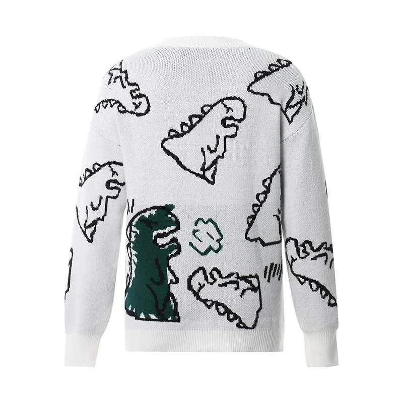 Women s Cute Dinosaur Print Knit Sweater Harajuku Oversized Pullover Sweaters Y2K Preppy E Girl Streetwear