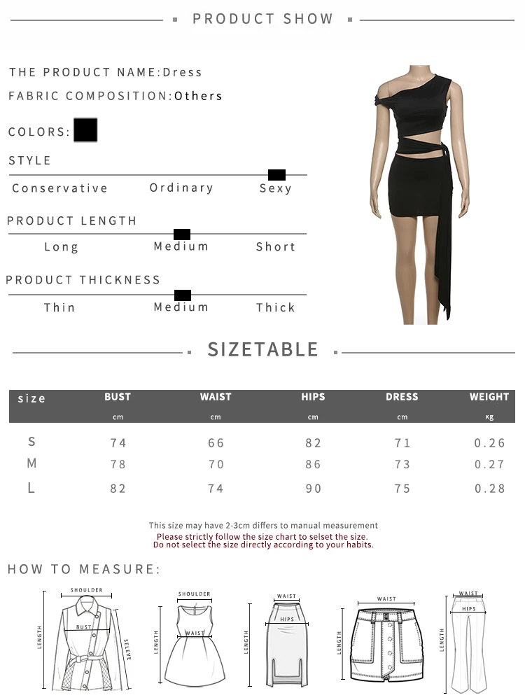 Weird Puss Sexy Hollow Dress Women Irregular Diagonal Collar Waistless Midnight Hottie Club Party Trend Coquettish Mini Bodycon - view 6