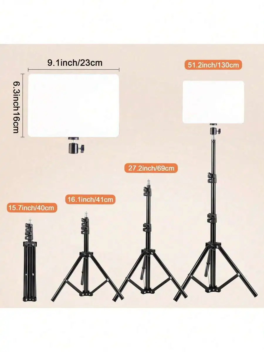 

10 Inch Square LED Fill Light With Adjustable Tripod Portable Studio Lighting For Photography Video Streaming