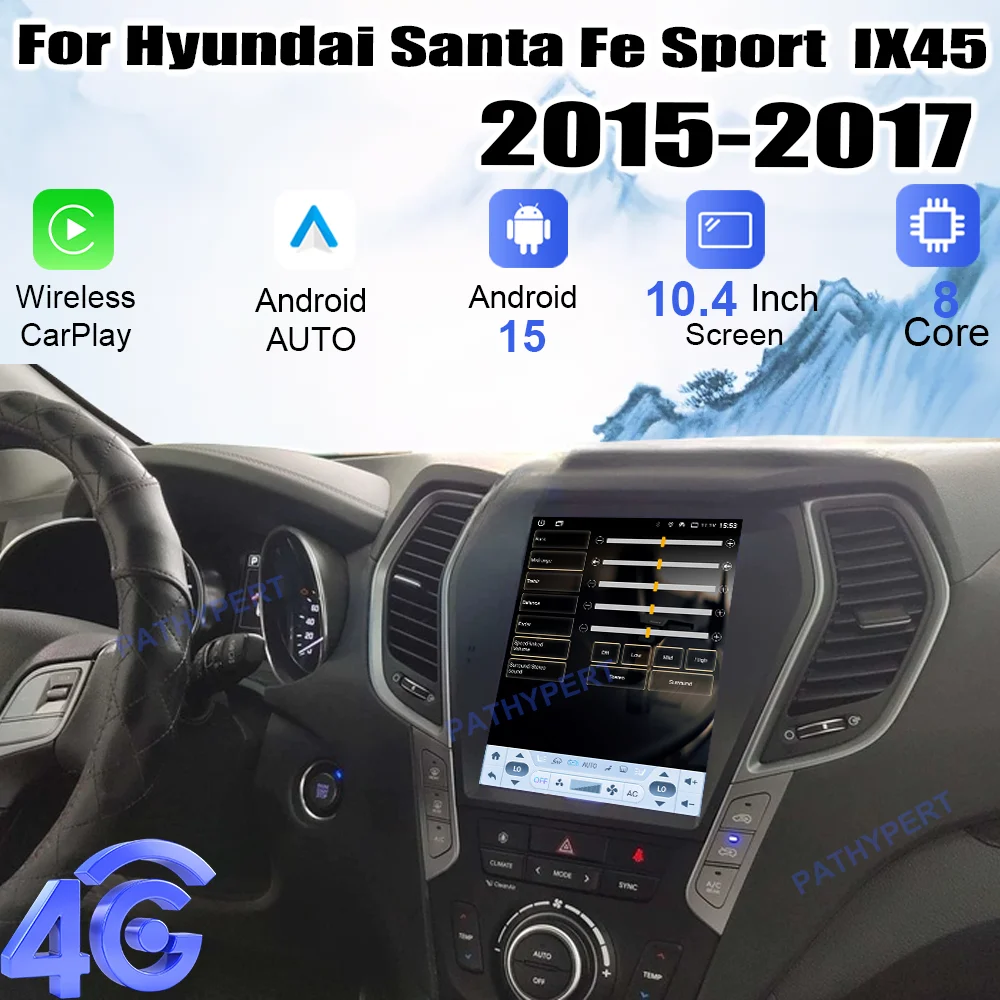 

Android 15 For Hyundai Santa Fe Sport IX45 2015-2017 Car Radio Multimedia Player Carplay Display Stere HD Screen Head Unit GPS