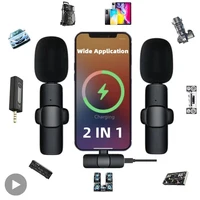 Micrófono de solapa inalámbrico Bluetooth Dual Lavalier profesional micrófono ojal corbata para iPhone Android teléfono móvil PC Mike