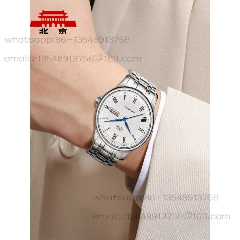 Beijing Watch official genuine automatic mechanical watch classic Hongru calendar through the bottom casual gift