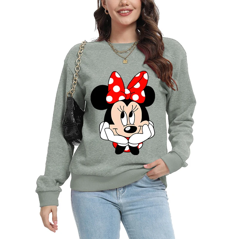 Ladies Clothing New Y2k Hoodies Trendy Womens Sweatshirts Disney Mickey Mouse Print Pullover Long Sleeve Tops 2025 Fall Clothes