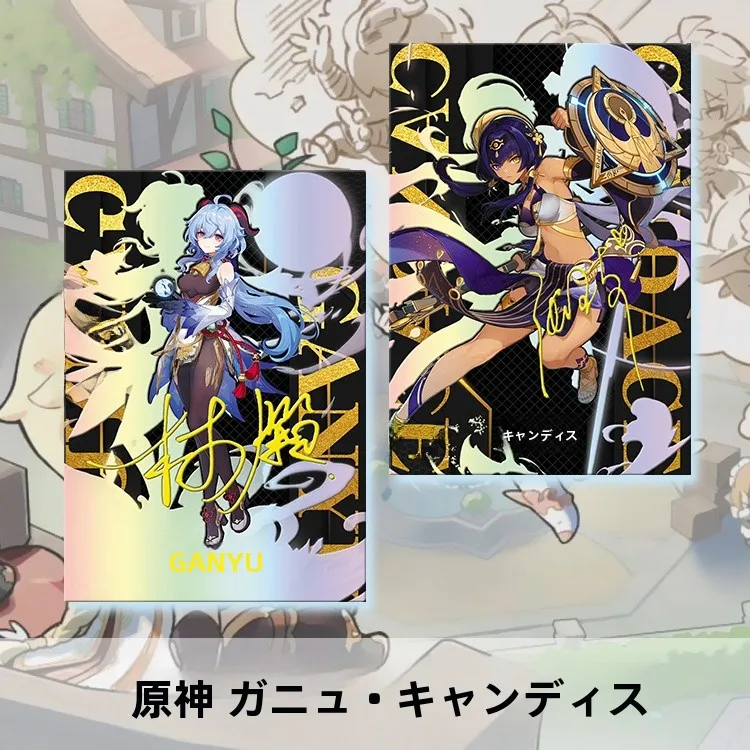 Cartão Colecionável Genshin Impact TCCC Gold Signature Sparkling Silver Card Cantis para Jogos de Tabuleiro