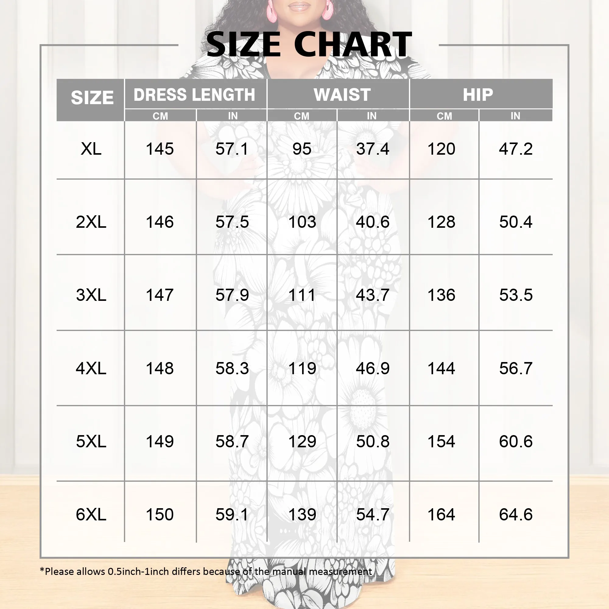 Plus Size Black White Floral Print V Neck Maxi Dress for Women Elegant Boho Outfit