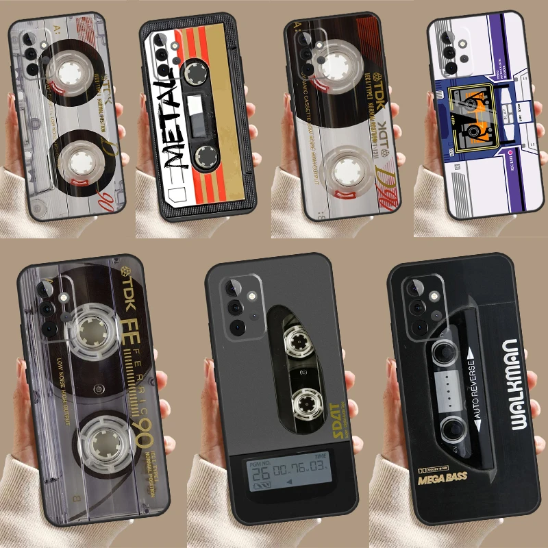 Retro Cassette Tape Case For Samsung Galaxy A34 A54 A14 A15 A25 A35 A55 A53 A33 A13 A52 A32 A12 A51 A71 Cover