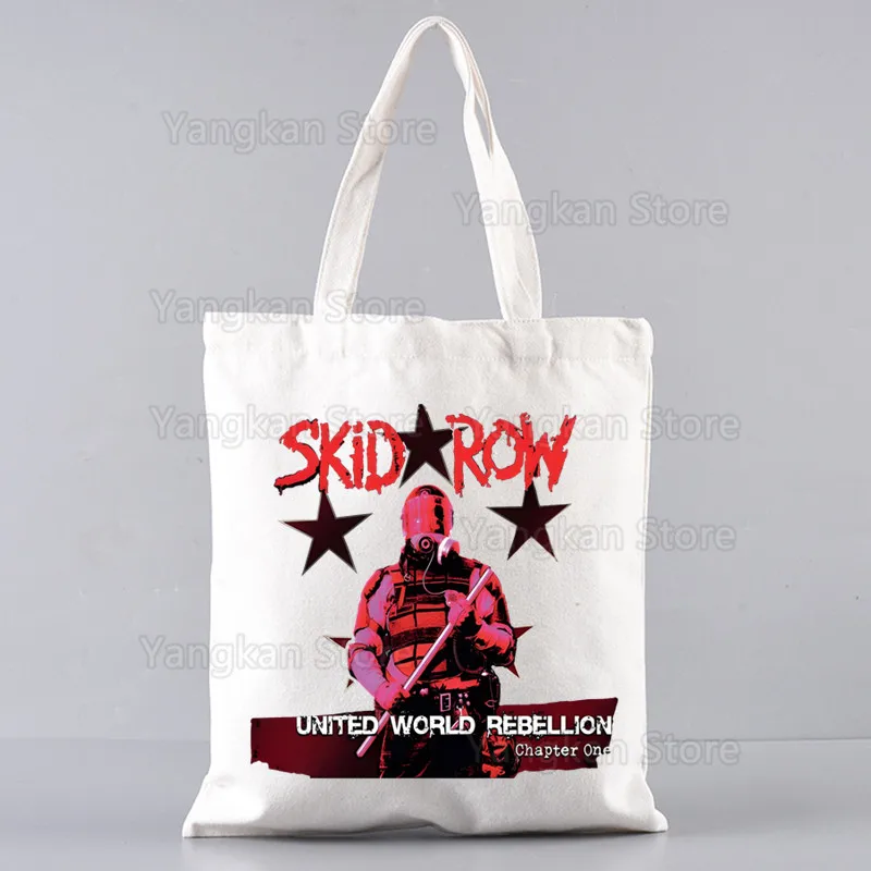 Skid Row Women's Shopper Bag Canvas Tote Shoulder Bags Shopping Bag with Print Black Cloth Handbags Eco Friendly