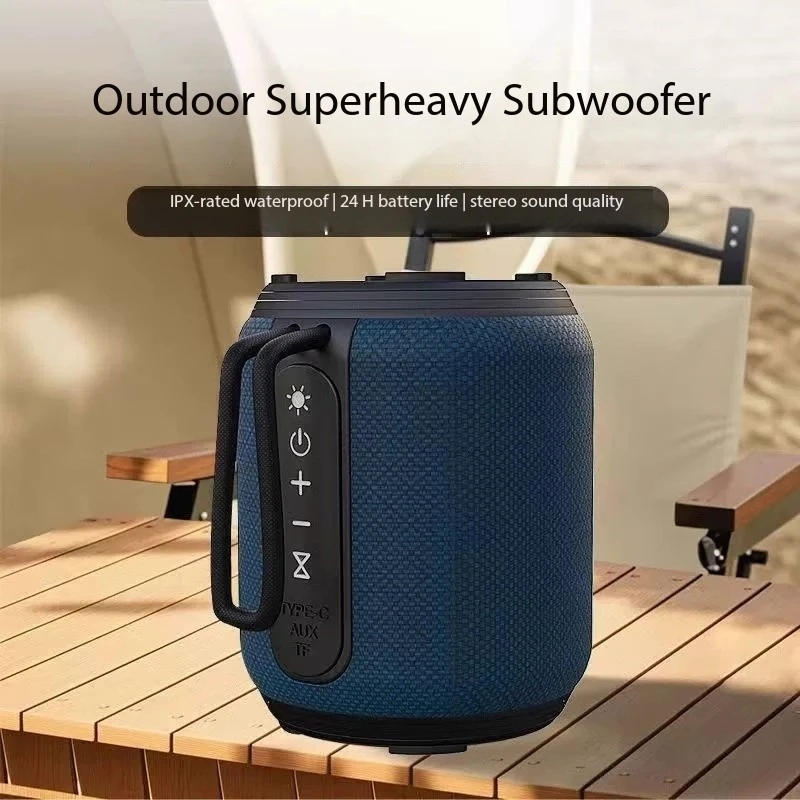 Subwoofer de mesa sem fio para casa, slot para cartão de tecido, portátil, à prova d'água, caixa de som, bluetooth, alto-falante, barra de som