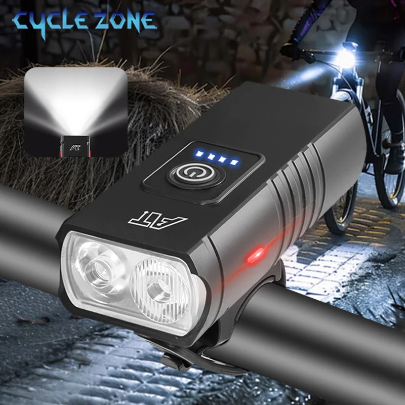 6 Modes Bicycle Front Lamp Type-C Rechangeable Bike Headlamp MTB Road Bike Handlebar Headlight Flashlight Cycling Accessories