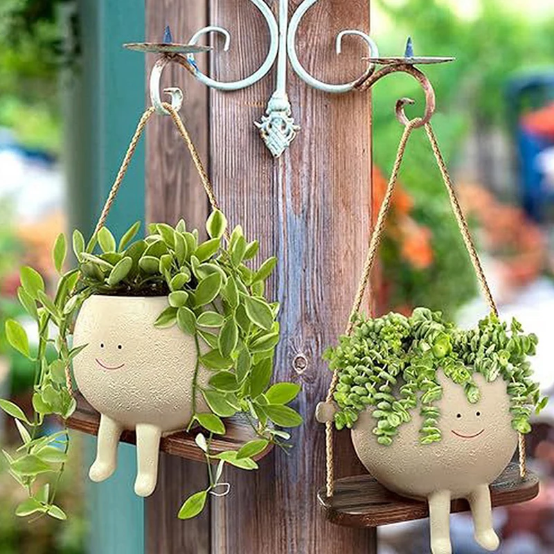 Cute Swing Jar Small Flower Pot Outdoor Courtyard Decoration Small Pendant Excellent Gift For Family And Friends