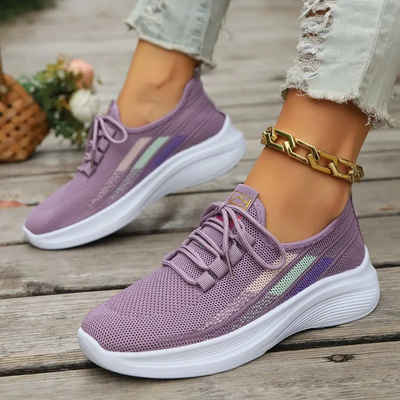 Zapatos de moda para mujer, calzado deportivo de malla transpirable con cordones, Color bloqueado, primavera y otoño, 2024