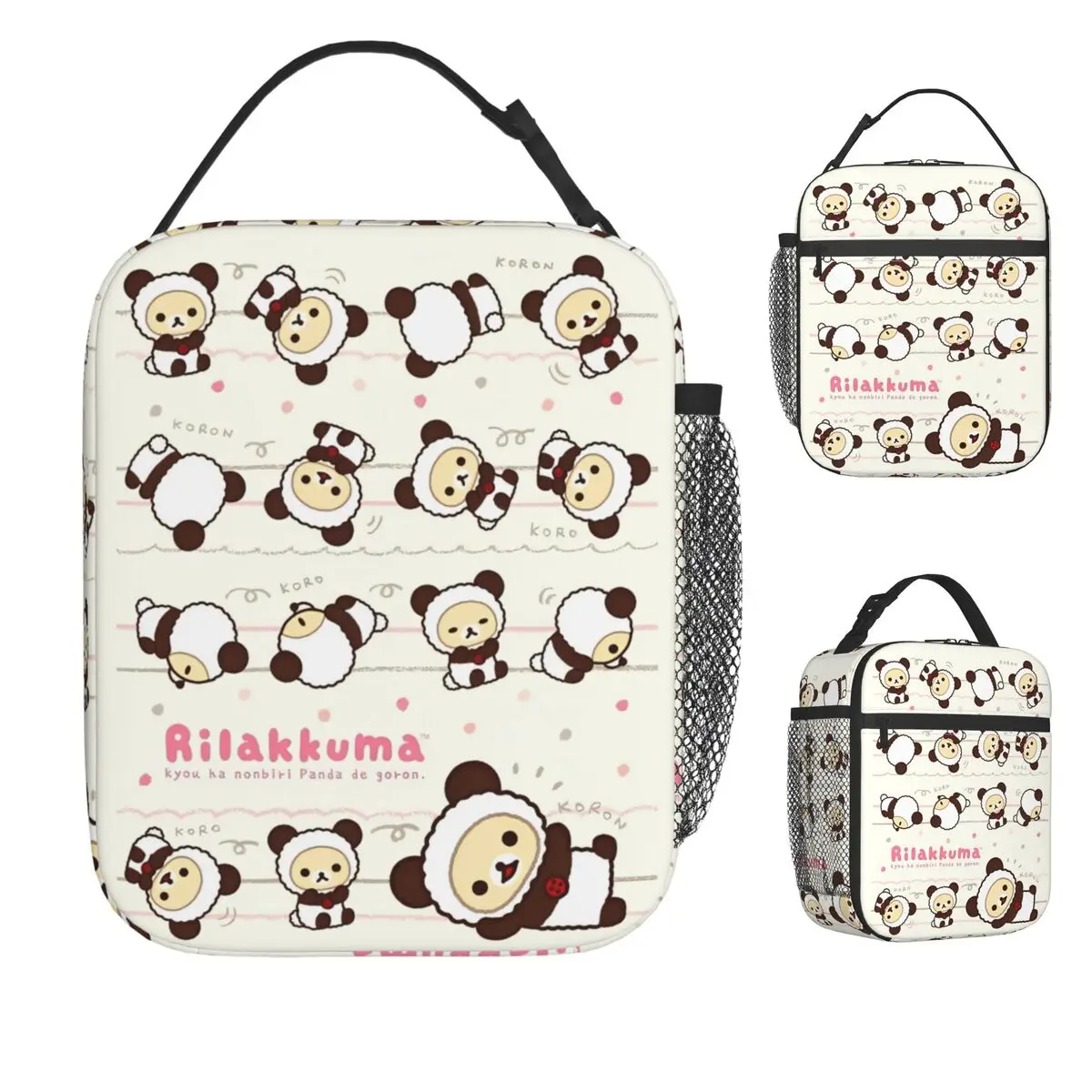 Rilakkuma การ์ตูนถุงอาหารกลางวันหมีสัตว์กล่องอาหารกลางวันสําหรับผู้หญิง Retro Custom Thermal Tote กระเป๋าถือ Oxford Cooler Bag