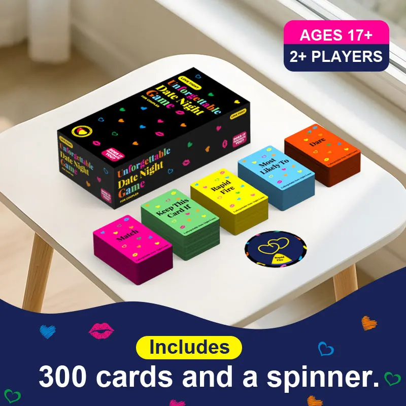 لعبة بطاقات الليل Ultimate Date للأزواج 300 بطاقة ودوار متضمنة البقاء في أفكار التاريخ الليلي في المنزل
