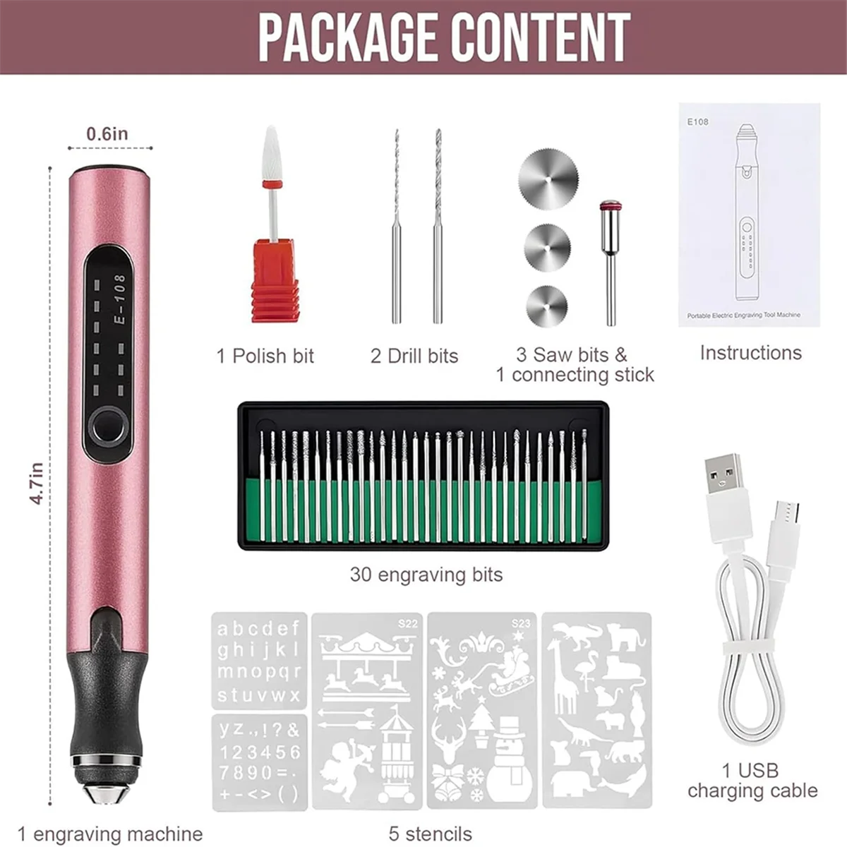 

【Купите и это доллар США】Электрическая гравировальная ручка с 37 битами, беспроводной гравировальный станок с USB-аккумулятором, портативный роторный гравер «сделай сам»