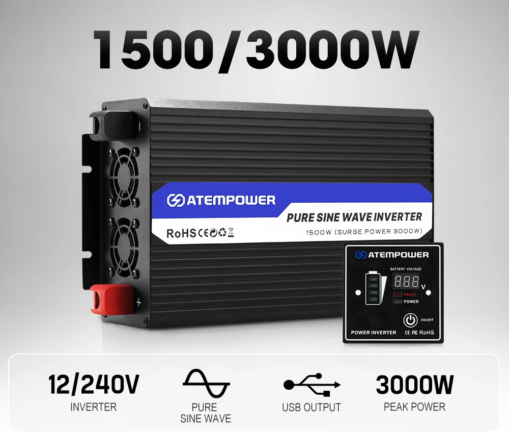 12v DC To AC 110v 220v 1500w 3000W Pure Sine Wave Inverter Power Inverter