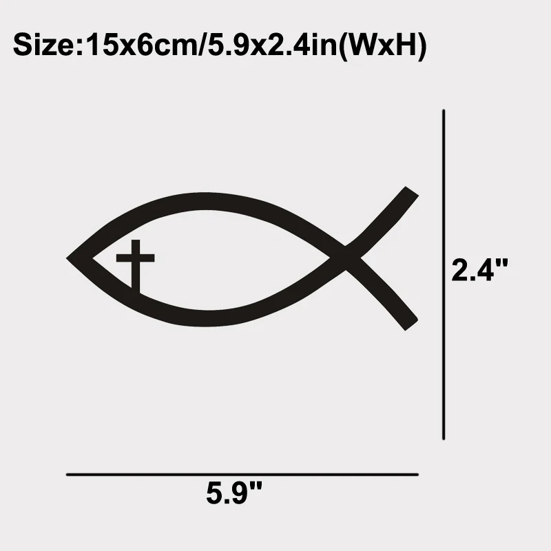 JESUS FISH Vinyl Decal Sticker Car Window Wall Bumper God Religious Symbol Cross Laptop Decal Sticker