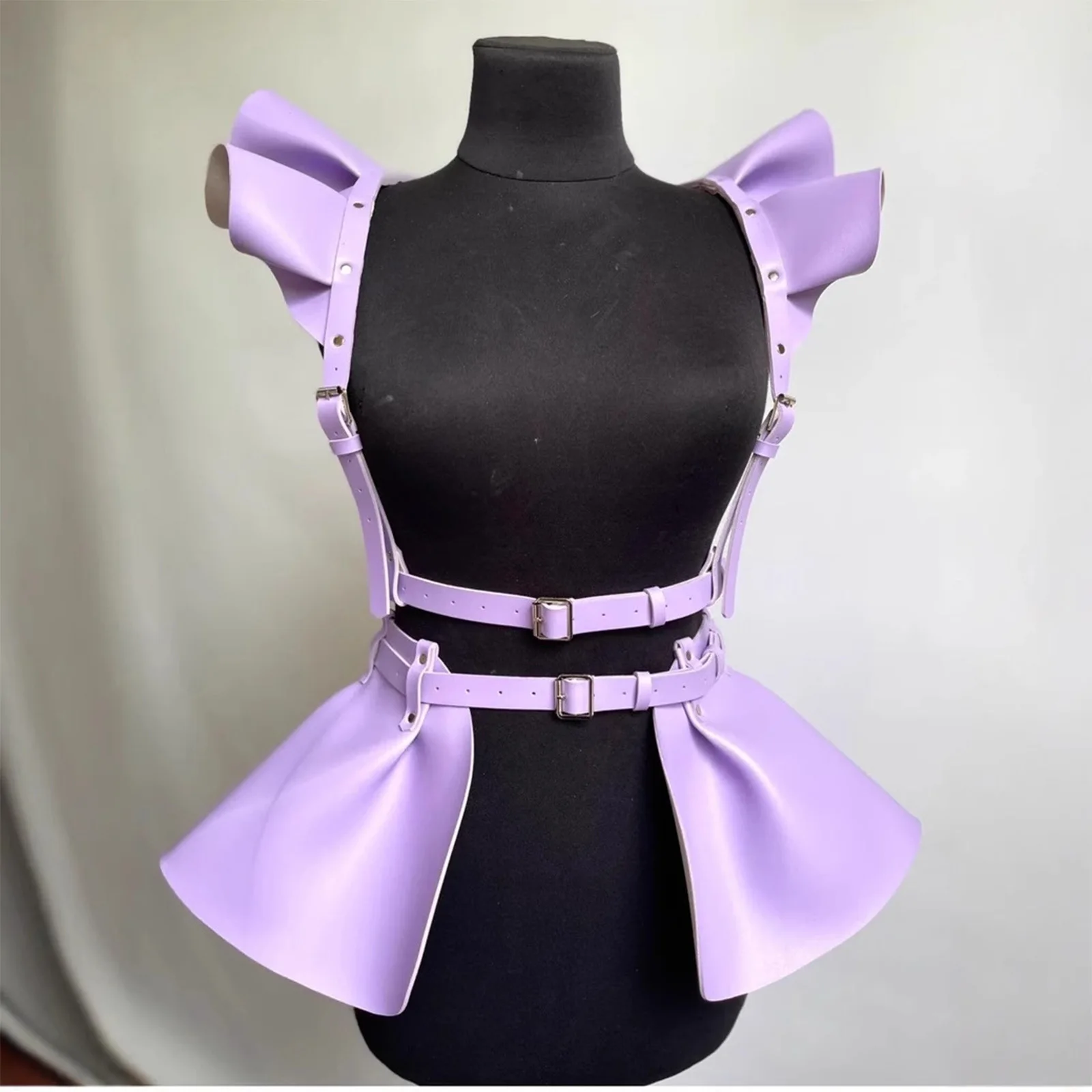 

Punk Faux Leather Flying Shoulder Strap Belt Restraint Body Caged Harness Waist Belt Harness Skirt Dazzling Flying Shoulder Vest