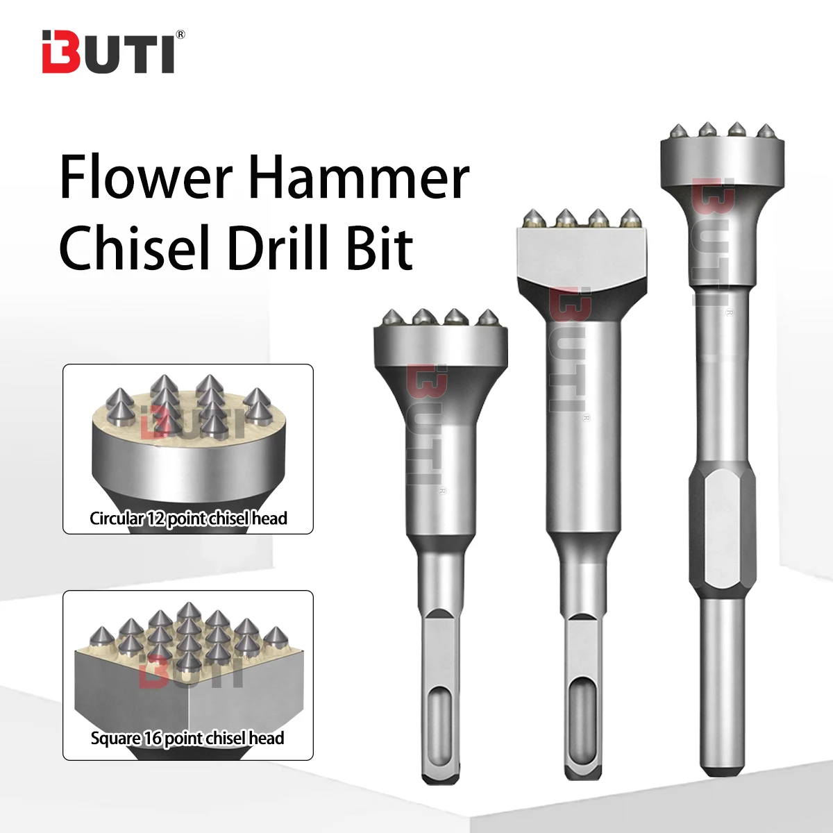 

Square/Round/Hexagonal Handle12/16 Conjoined Flowers Hammer Chiseling Hair Head Used For Making Lychee Surface On Concrete Walls