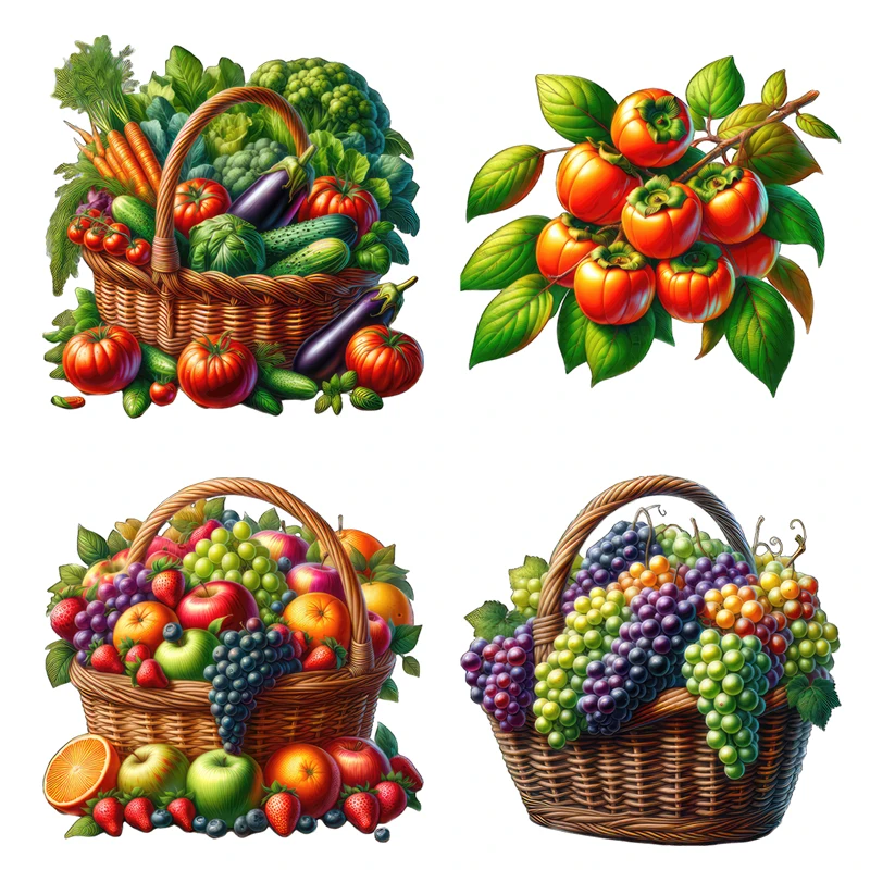 Three Ratels CO94 Fresh fruit and vegetable basket cartoon wall sticker for kitchen refrigerator decals